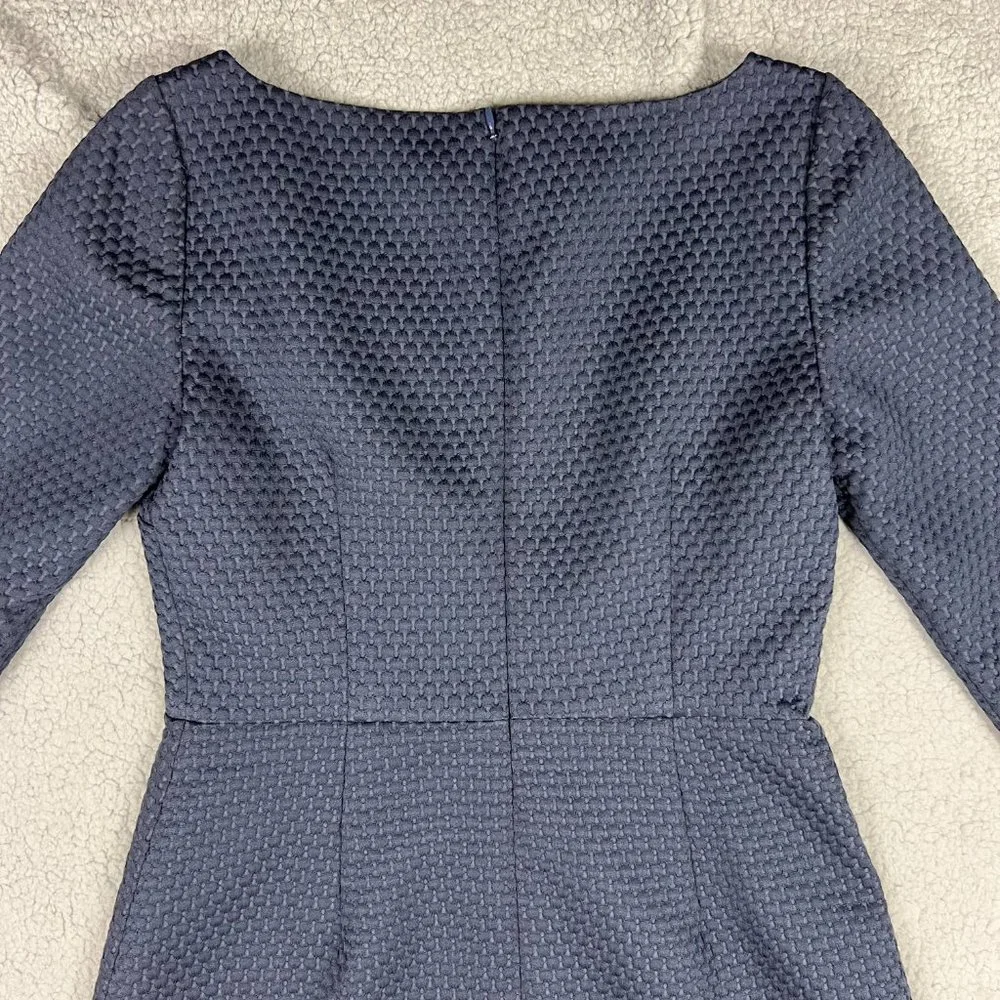 J Crew Sheath Dress Women 4 Navy Blue Work Portfolio Office Matelasse Workwear - Picture 5 of 12